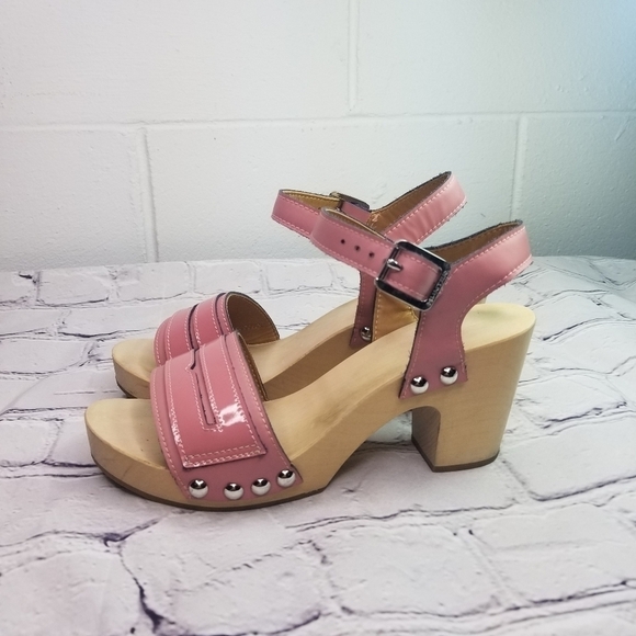 Hunter Refined Penny pink patent leather wood heels sandals - Picture 8 of 13